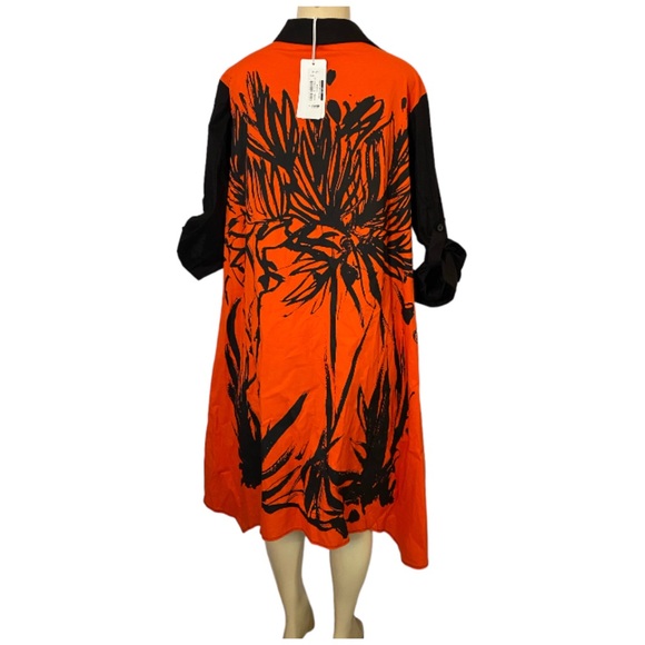 BIZE Shirt Dress Painted Edgy Art Fashion Black Red Cotton US Sz Medium - Picture 7 of 10